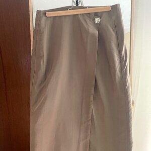 VINCE twill midi wrap skirt